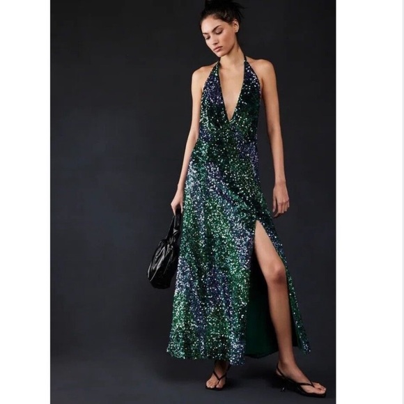 Free People Glitter & Gold Sequin Midi Dress - Picture 1 of 14